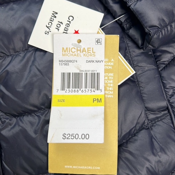 Michael Kors Down Coat, Detachable Hood, Dark Navy, Women's Petite Medum, NWT - Picture 8 of 8